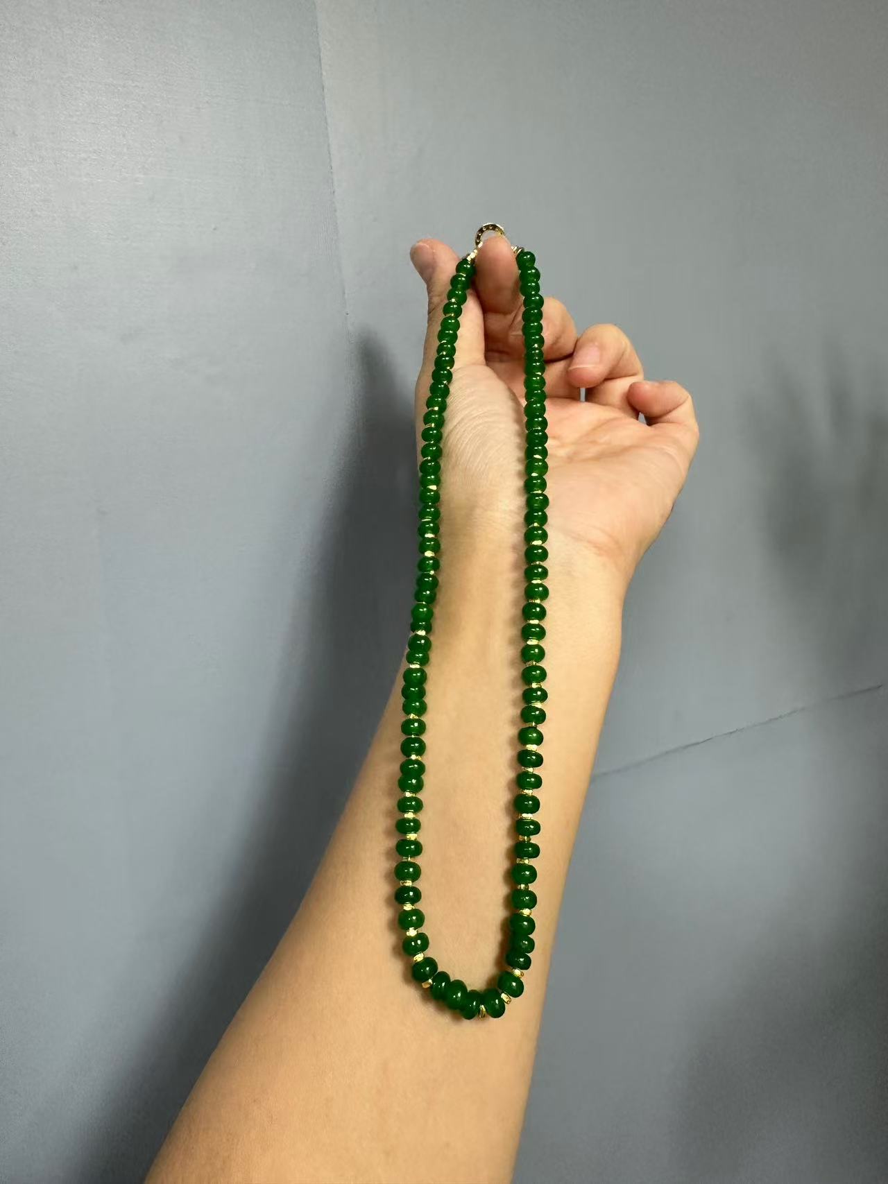 翡翠设计款14k算盘项链