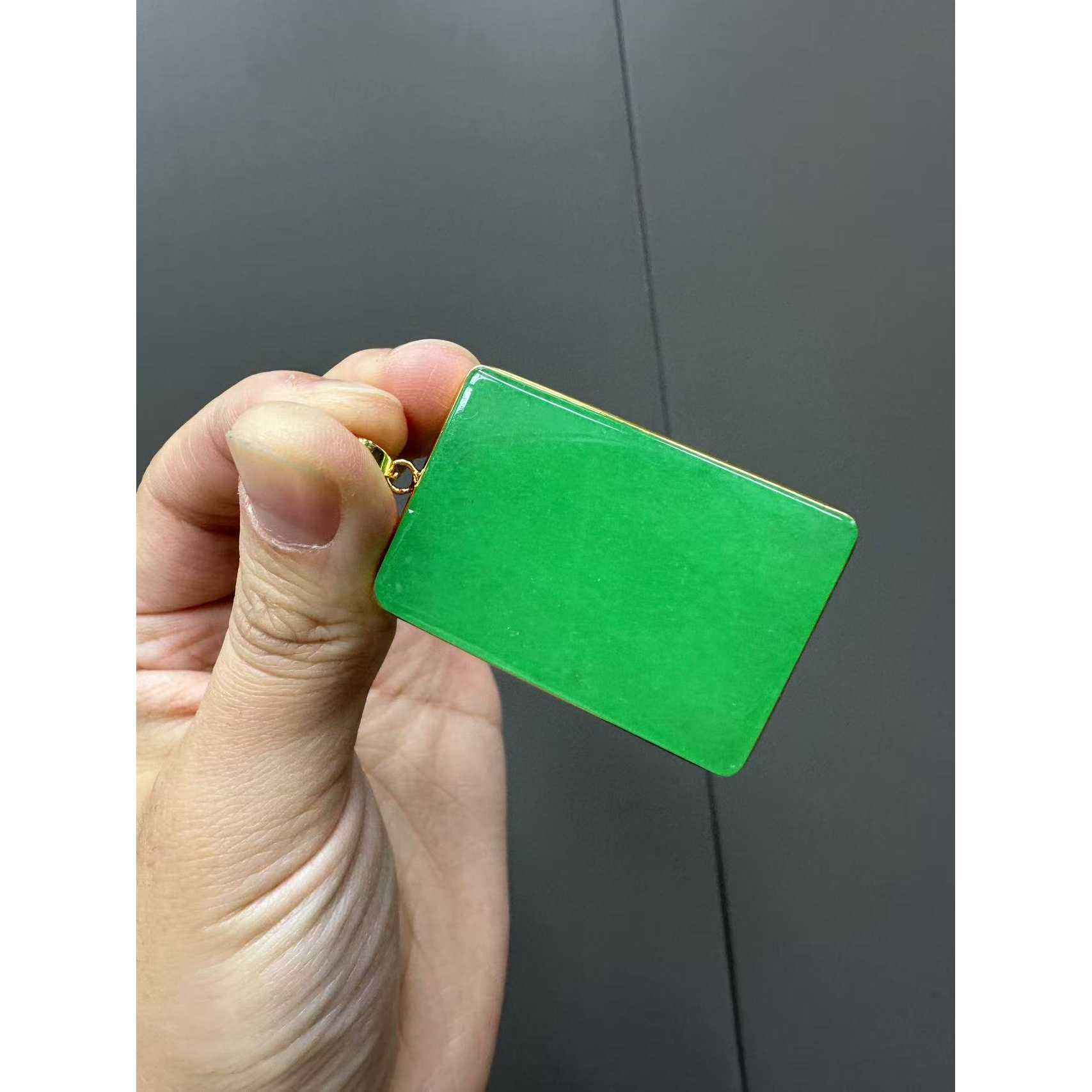 翡翠素款14k大无事牌吊坠