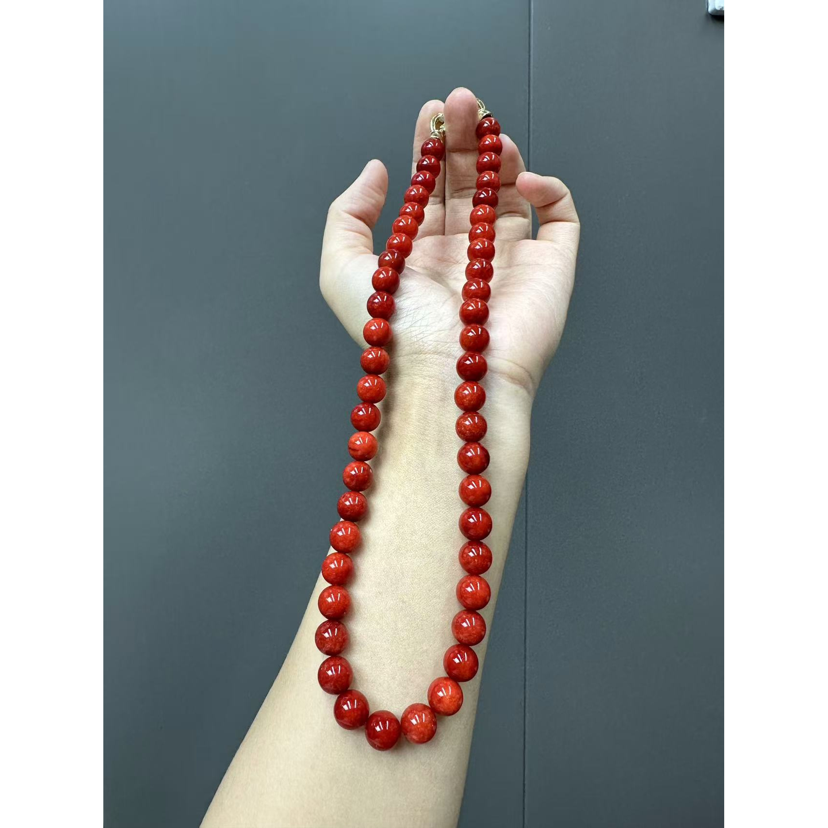 翡翠红翡14k项链10mm