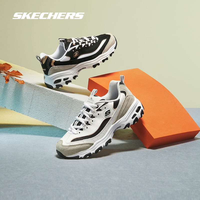 Skechers斯凯奇黑白复古熊猫鞋情侣鞋校园男女鞋休闲鞋老爹鞋