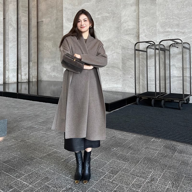 琳媚新款羊绒大衣气质优雅宽松大衣女中长款