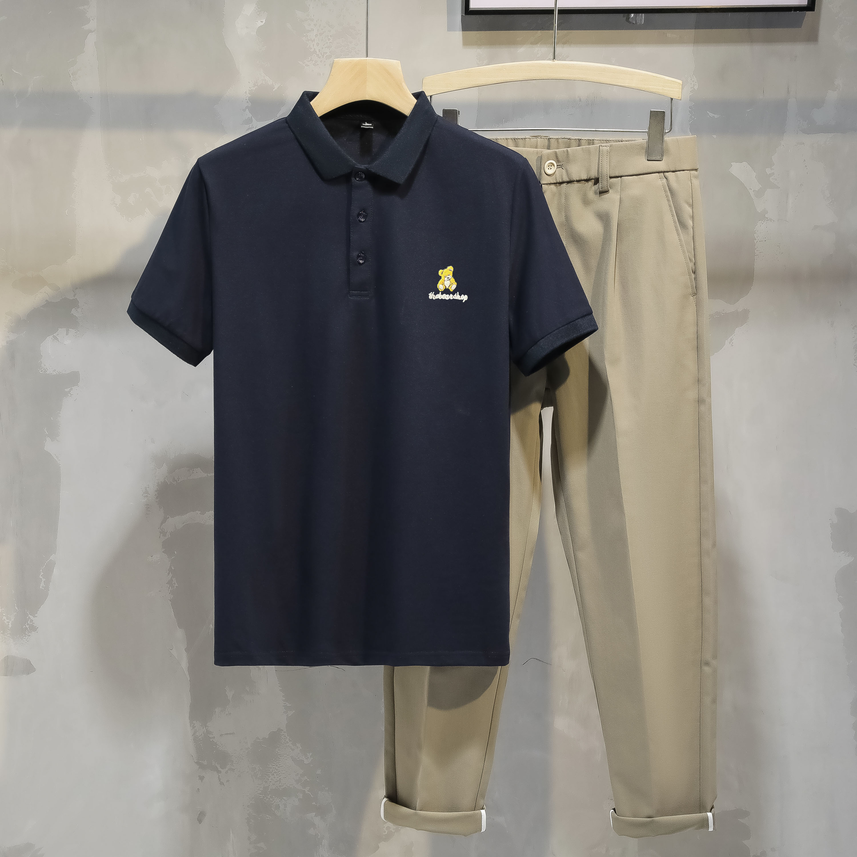 LZ2319小熊夏季新款短袖polo衫男休闲翻领百搭透气吸汗珠地棉男款