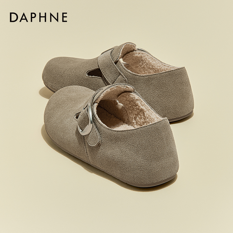 达芙妮复古轻便勃肯鞋女2025秋冬季新款百搭加绒舒适休闲软底单鞋