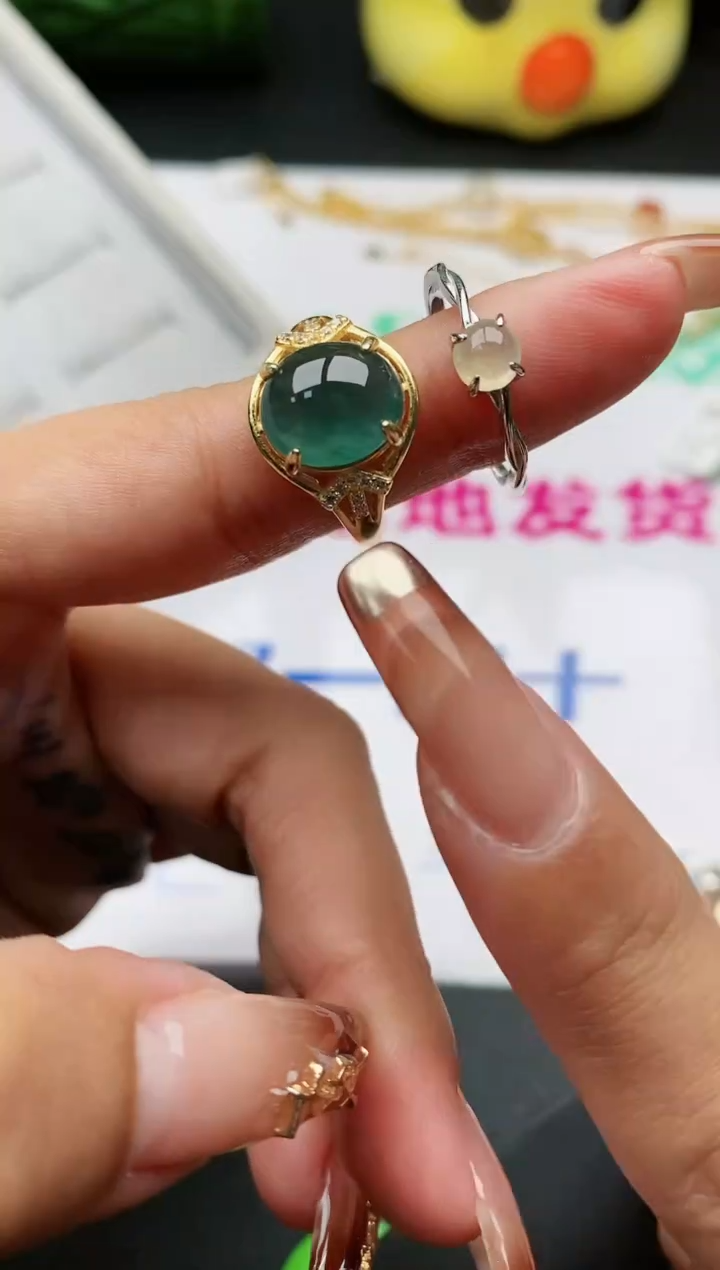 【闪购商品】翡翠戒指银S925镶嵌054