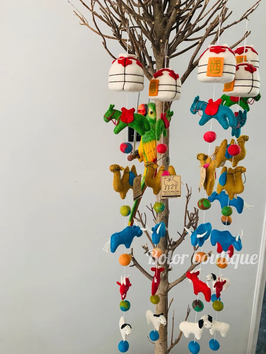 可爱五畜羊毛手工挂件颜色随机