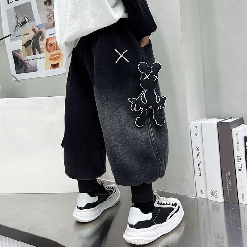 【冬季大促】男童裤子春秋款牛仔裤灯笼裤2023新款春装加绒哈伦裤