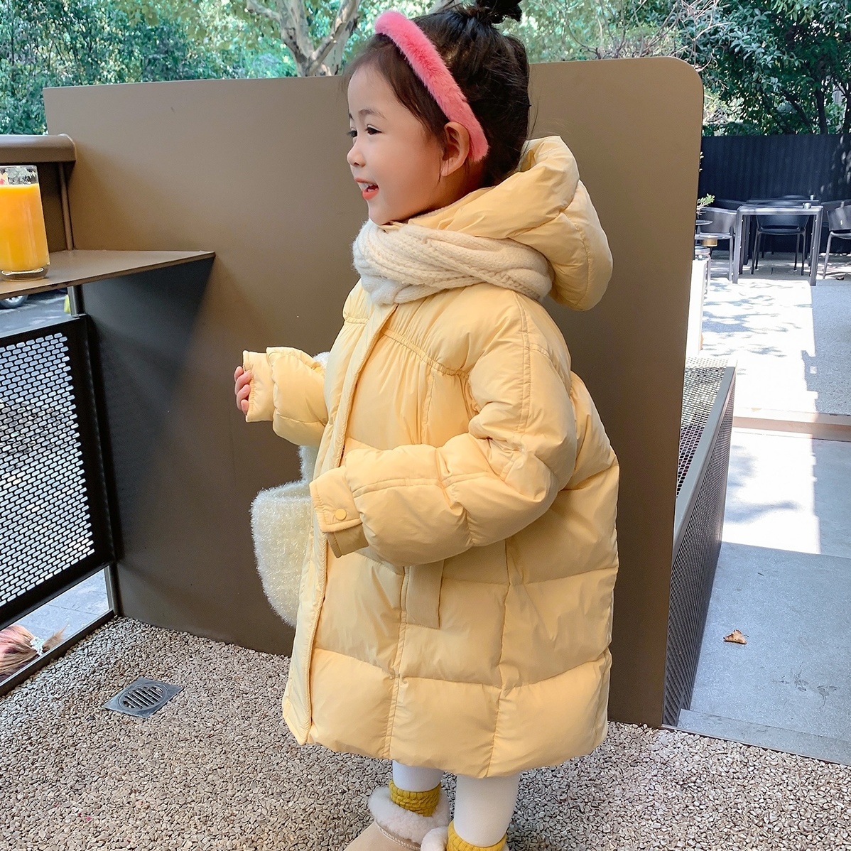 女童羽绒服2023秋冬装新款儿童白鸭绒男女宝宝加厚外套长款