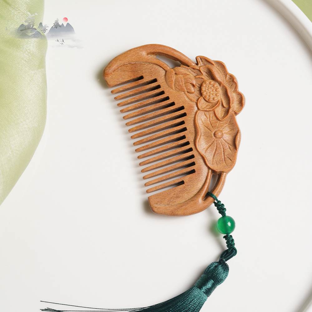 绿檀梳子绿流苏古风