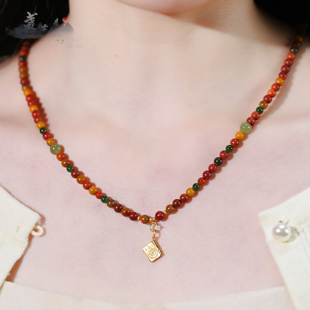 盏雾春 南红脖链国风小众气质百搭精选五条经书