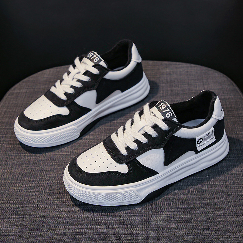 【绮梦】熊猫黑白拼色百搭厚底平底运动休闲板鞋