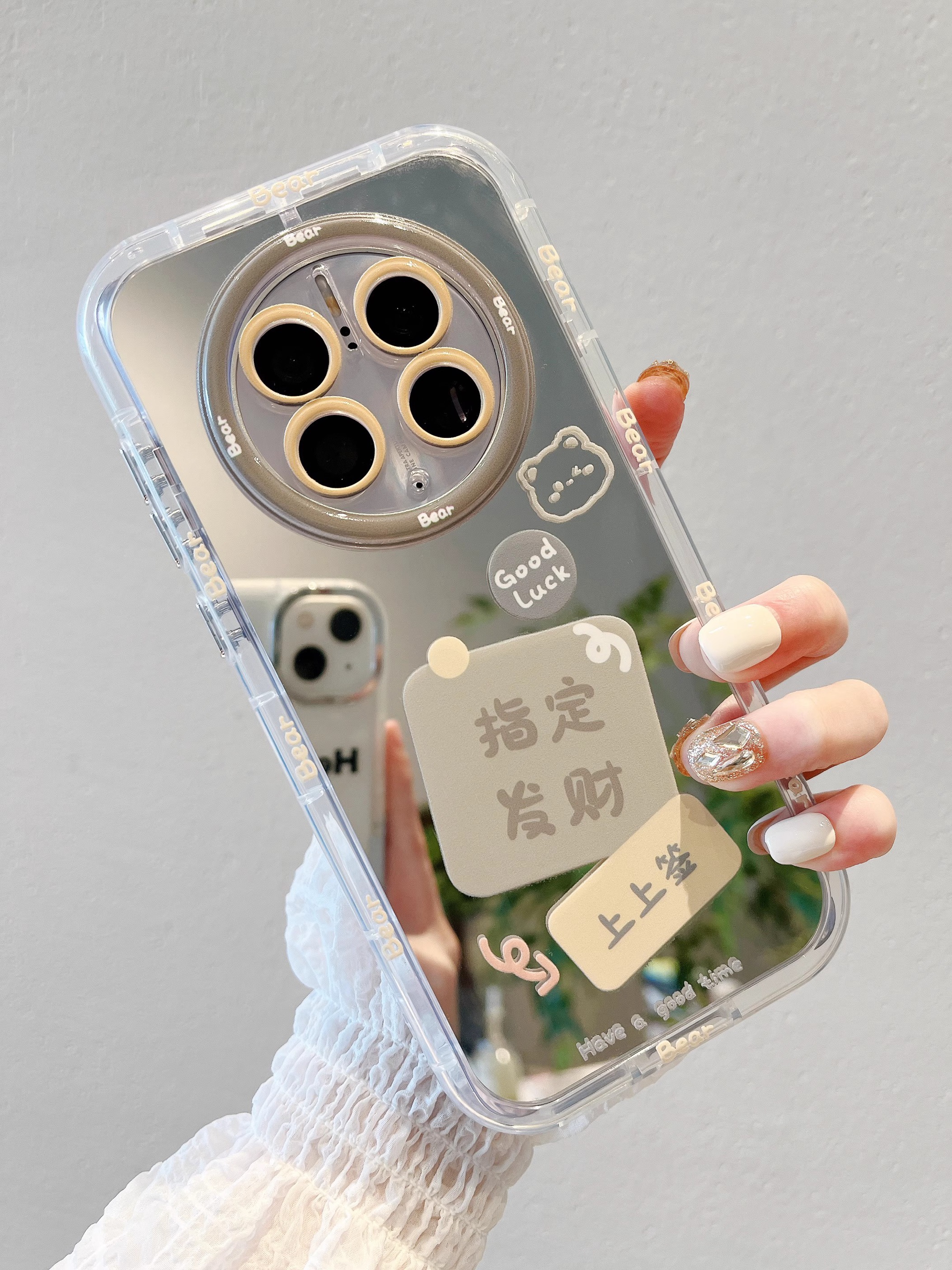 苹果15promax手机壳华为荣耀OPPO小米VIVO奶油镜面高颜值全包防摔