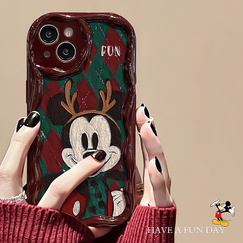 米奇草莓熊苹果15华为OPPO小米vivo曲边纹iPhone14promax手机壳女
