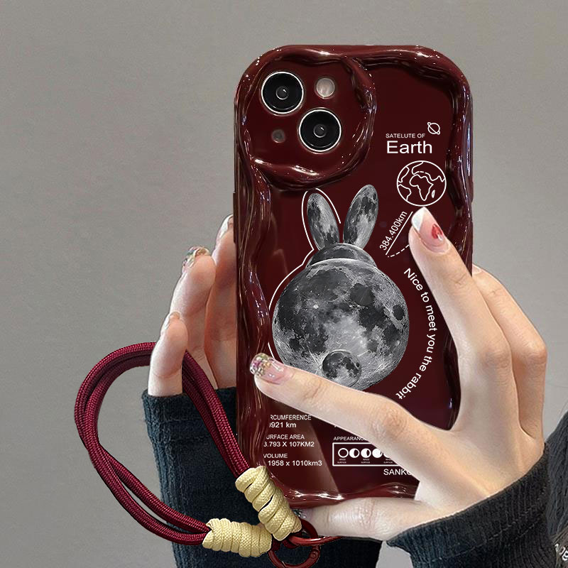 创意兔子苹果iPhone15/14/13/12/11华为OPPO小米vivo曲边纹手机壳