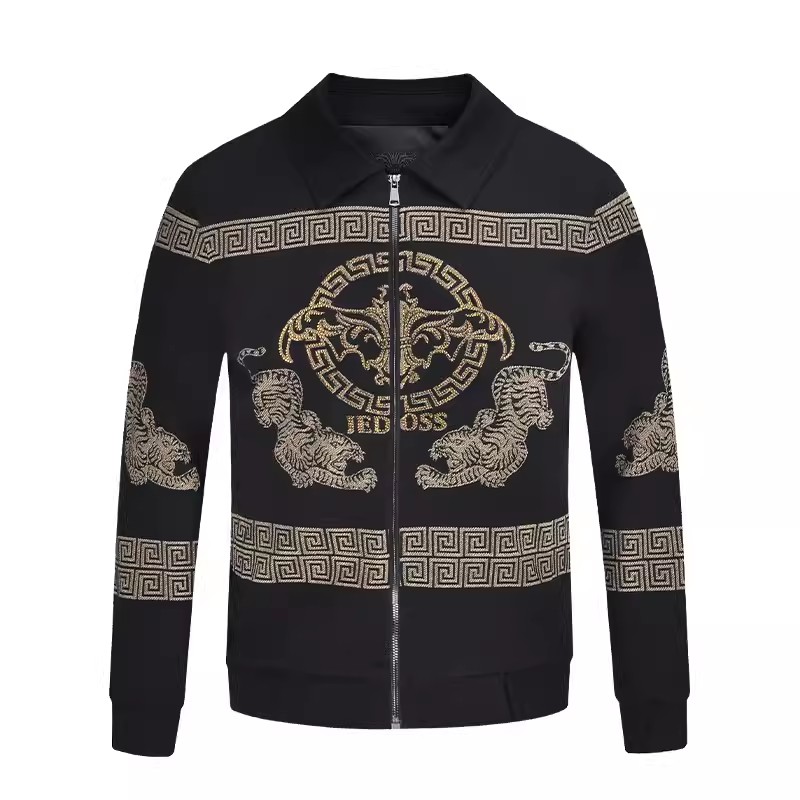 JEDOSS/爵迪斯男装秋冬专柜款腰果花图腾银线绣烫钻夹克男外套