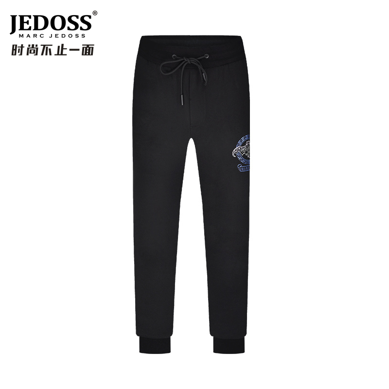 JEDOSS/爵迪斯弹力男装秋冬印花简约宣传烫印LOGO针织休闲裤BS001