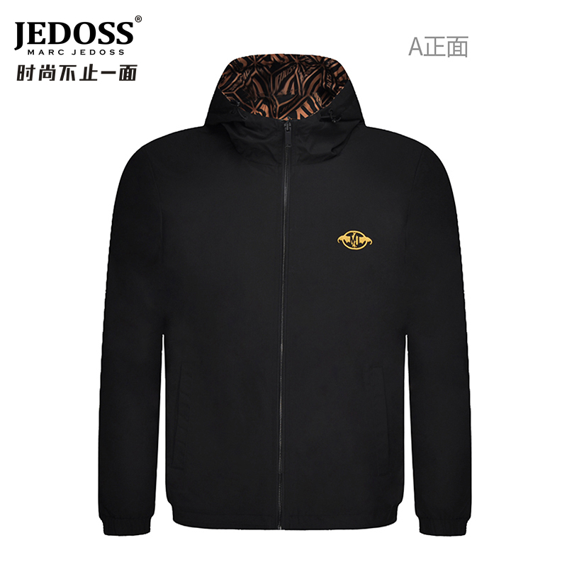 JEDOSS/爵迪斯冬季男装秋冬情侣满印花双面可穿修身夹克外套AD135