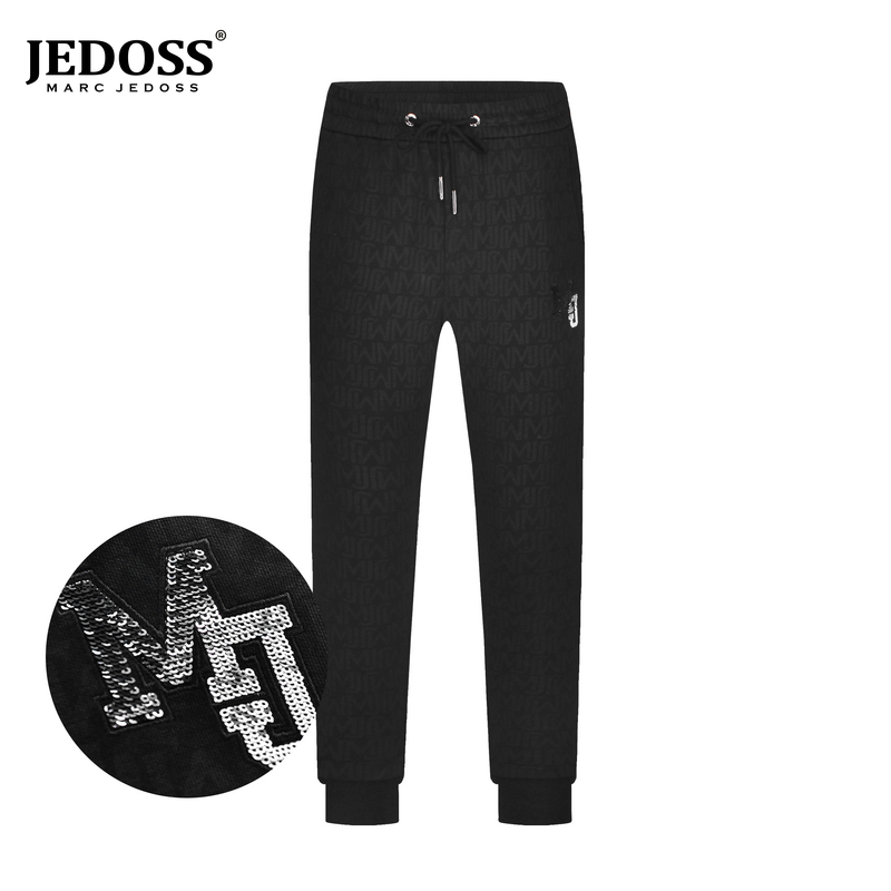 JEDOSS/爵迪斯男装秋冬时尚轻奢字母珠片绣水印九分针织裤611