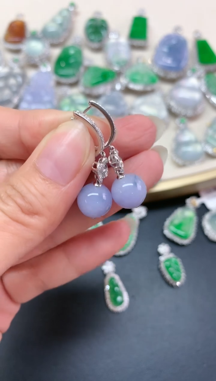 【闪购商品】翡翠耳饰18K金镶嵌耳饰A211|8800