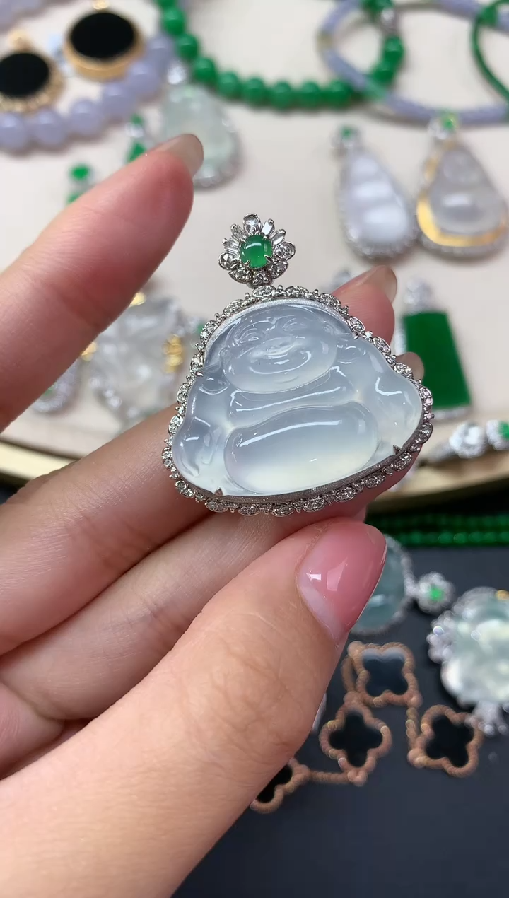【闪购商品】翡翠吊坠(不含链)18K金镶嵌吊坠S195|16800