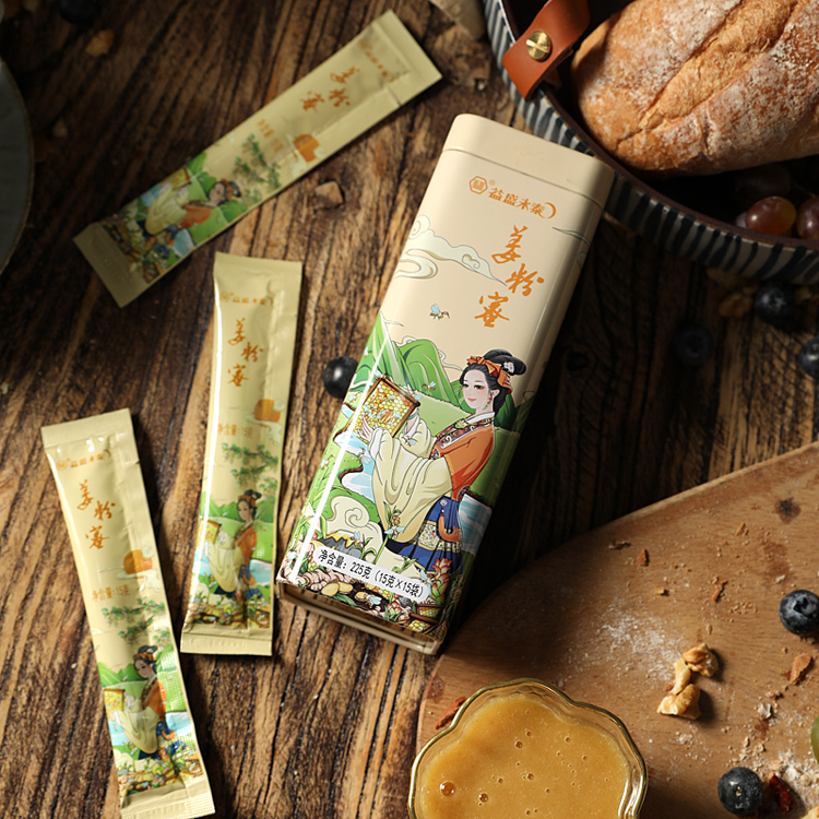 益盛永泰 天然成熟姜粉蜜蜂蜜袋装15g*15袋/瓶健康食用美味