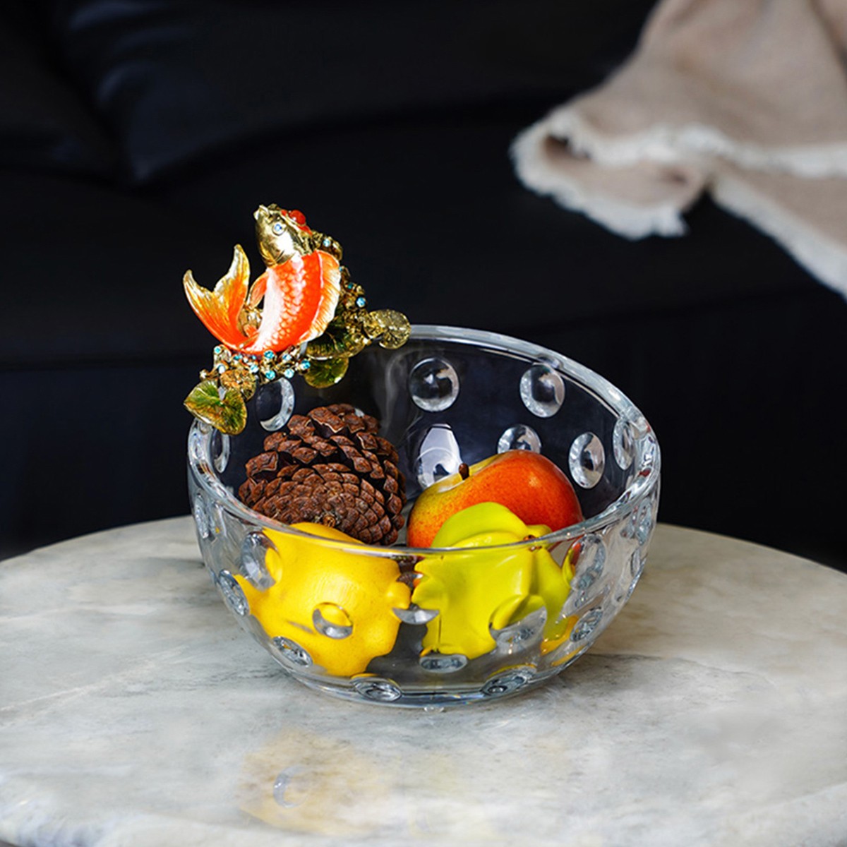 DOOLANS/朵兰舍现代轻奢锦鲤果盘家用客厅茶几装饰摆件家居饰品