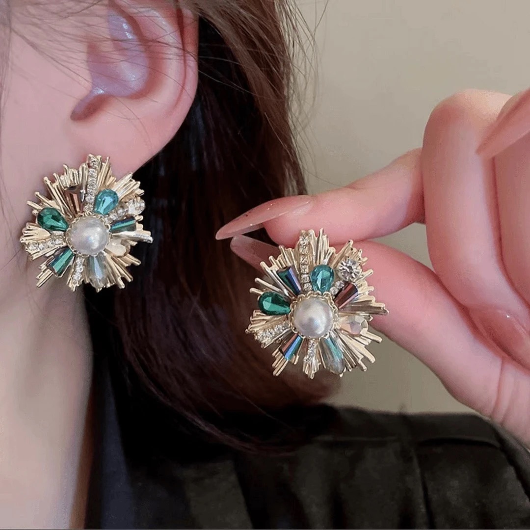 铜合金耳饰 【绚丽多彩】轻奢法式气质小众时尚百搭彩色耳环-530