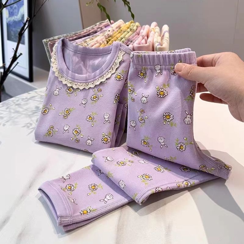 薄款秋衣秋裤套装儿童秋冬季无骨加绒加厚保暖内衣女宝睡衣家居服
