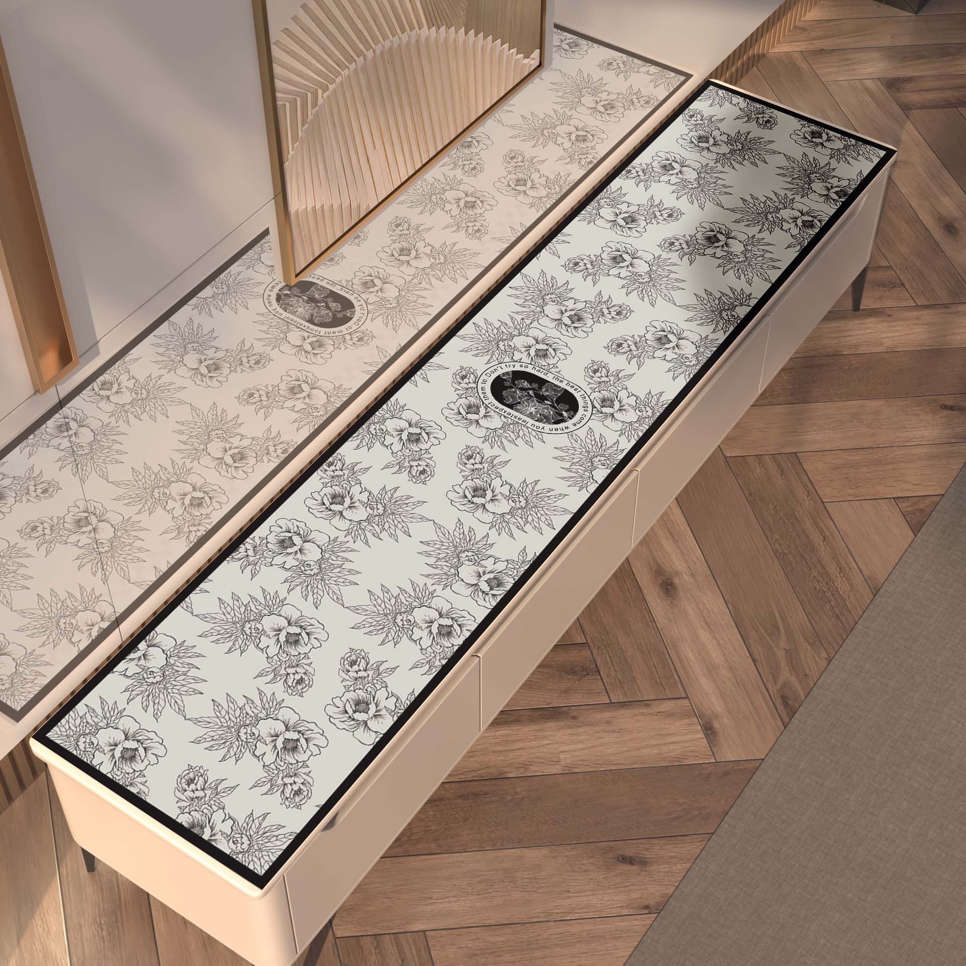 美式电视柜台面垫子桌面垫长条垫轻奢高级感餐边柜台面保护垫鞋柜