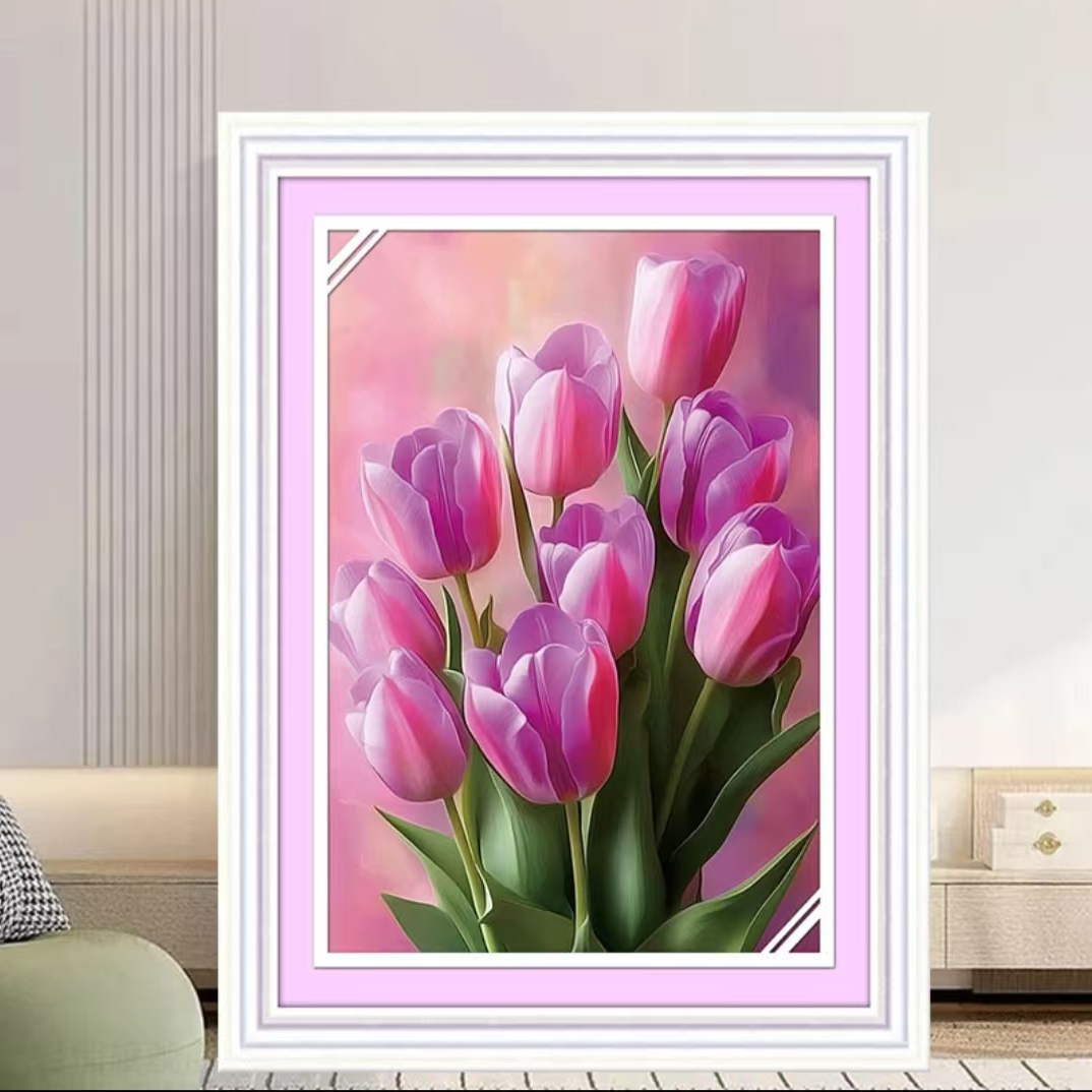 唯美郁金香2024新款大格十字绣客厅卧室