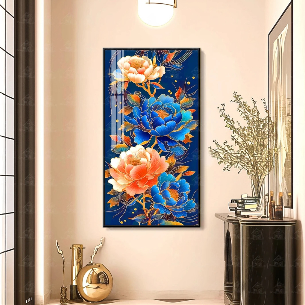 国潮插花牡丹2024新款十字绣大格客厅卧室玄关