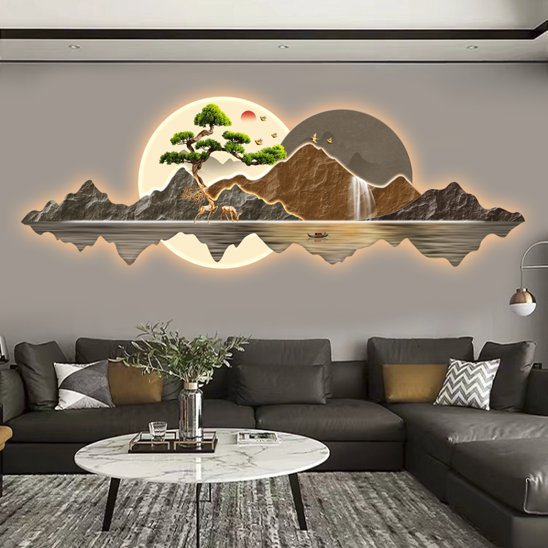 九鱼图中式装饰画展示壁饰挂画沙发背景墙壁画简约大气简约挂件画