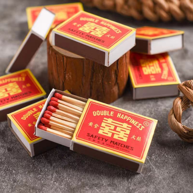 老式安全双喜火柴喜庆婚礼洋火老式火柴复古野外户外点火火材专业