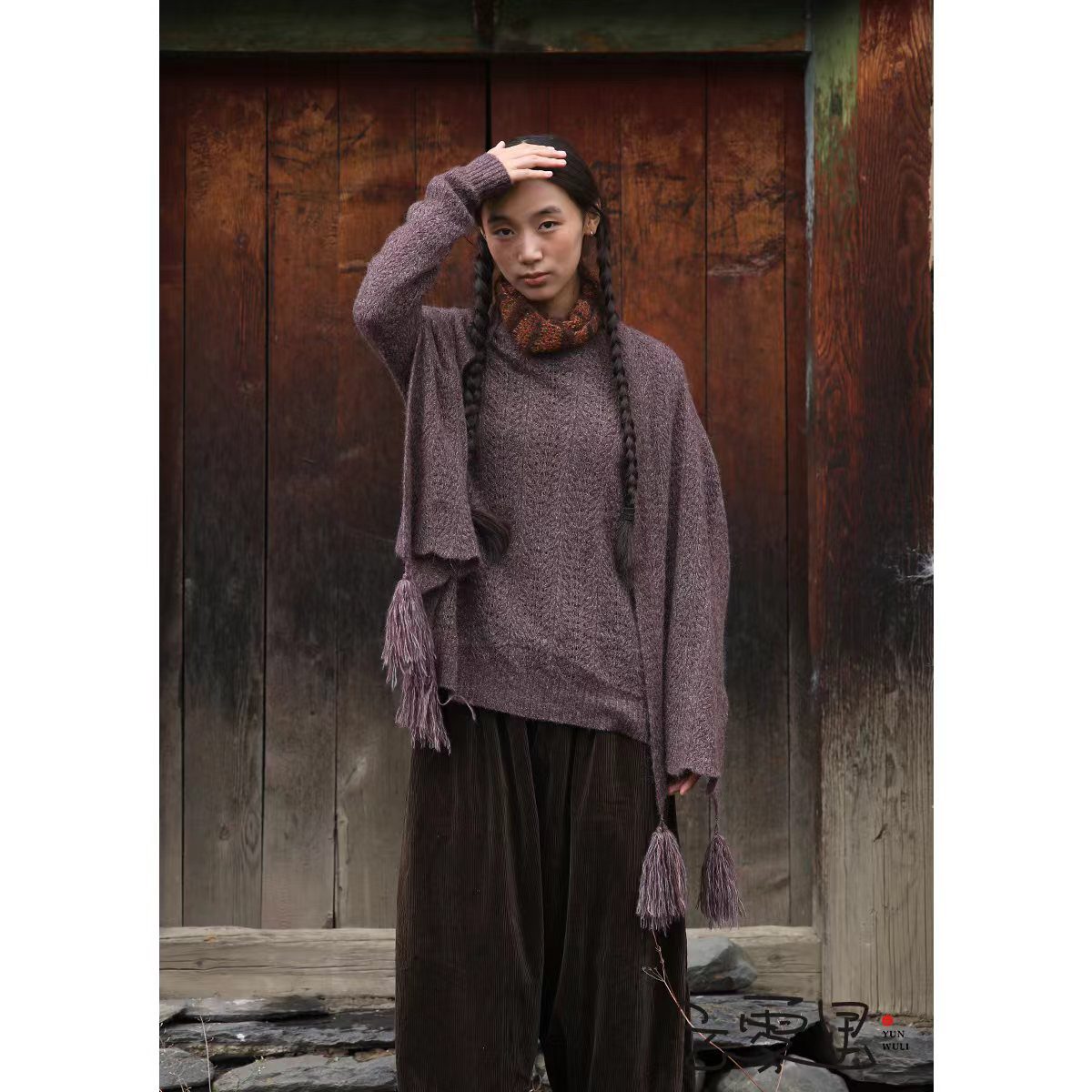 云雾里 原创设计3218复古文艺宽松大气随性自由针织套头上衣 