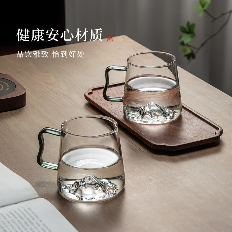 十载爱棠家用玻璃茶杯带把待客厅个人专用高颜值泡茶杯子高硼硅