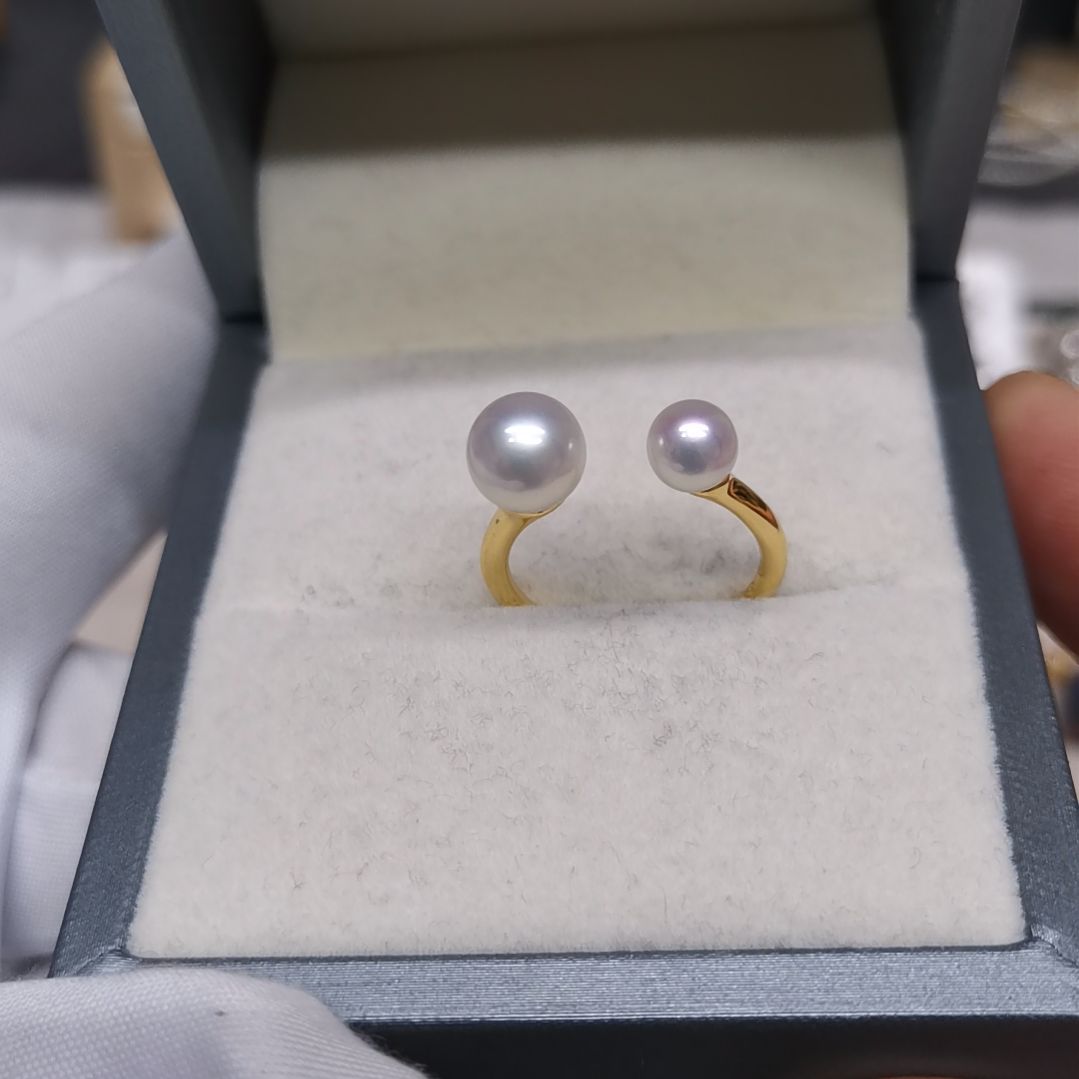 【闪购商品】淡水珍珠戒指银S925镀金镶嵌彩****姐