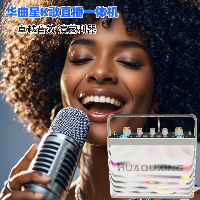 网红声卡K歌直播蓝牙5.3重低音无线话筒乐器低音炮演出消原音遥控