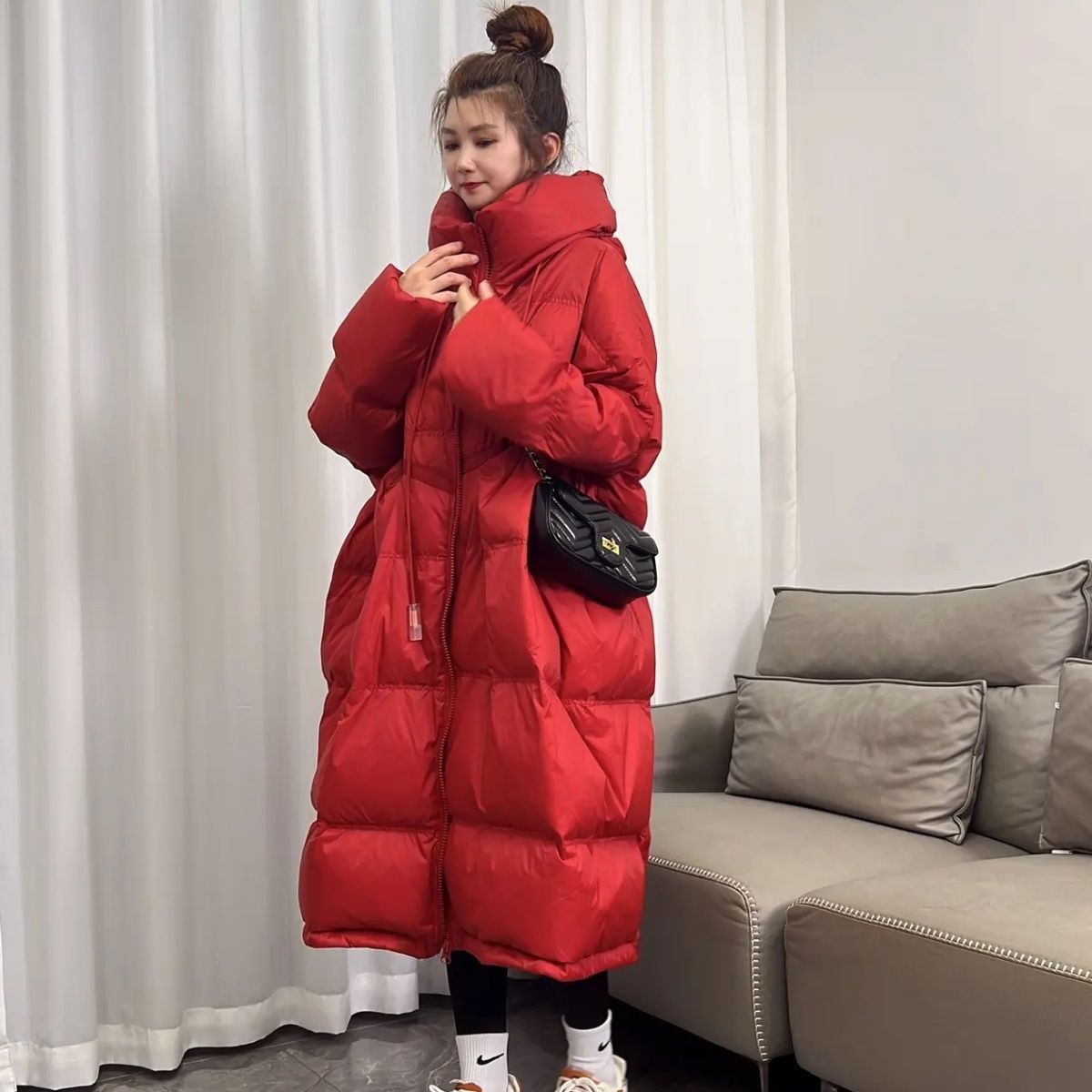 胖mm长款羽绒服女新款白鸭绒过膝加厚保暖23年冬季加厚保暖外套