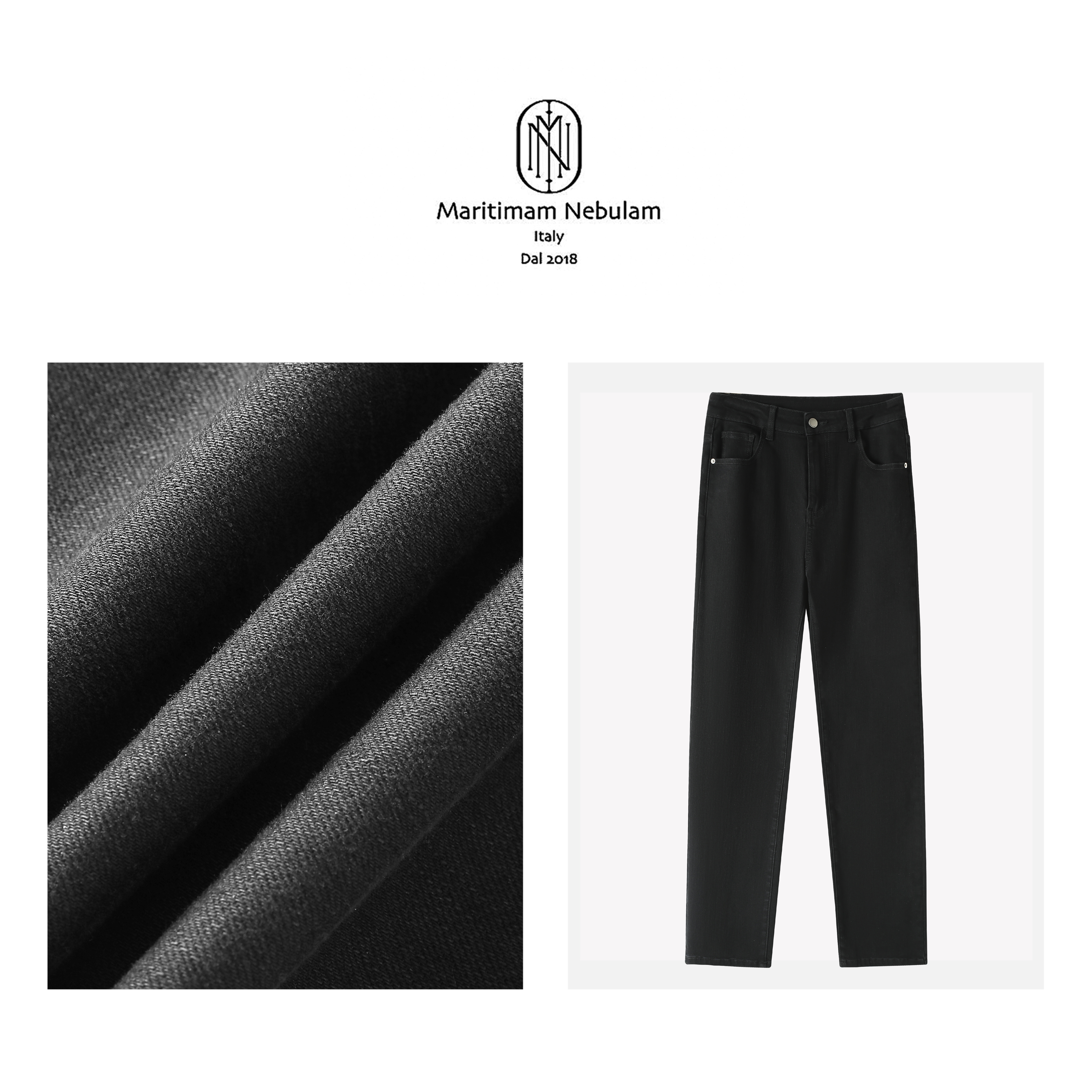 Maritimam Nebulam 【丝滑黑巧】黑色直筒牛仔裤 XZ263/XZ271