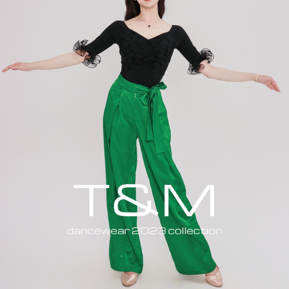 T&M Dancewear ｜英式高腰裤｜限量高级印花显瘦绿色