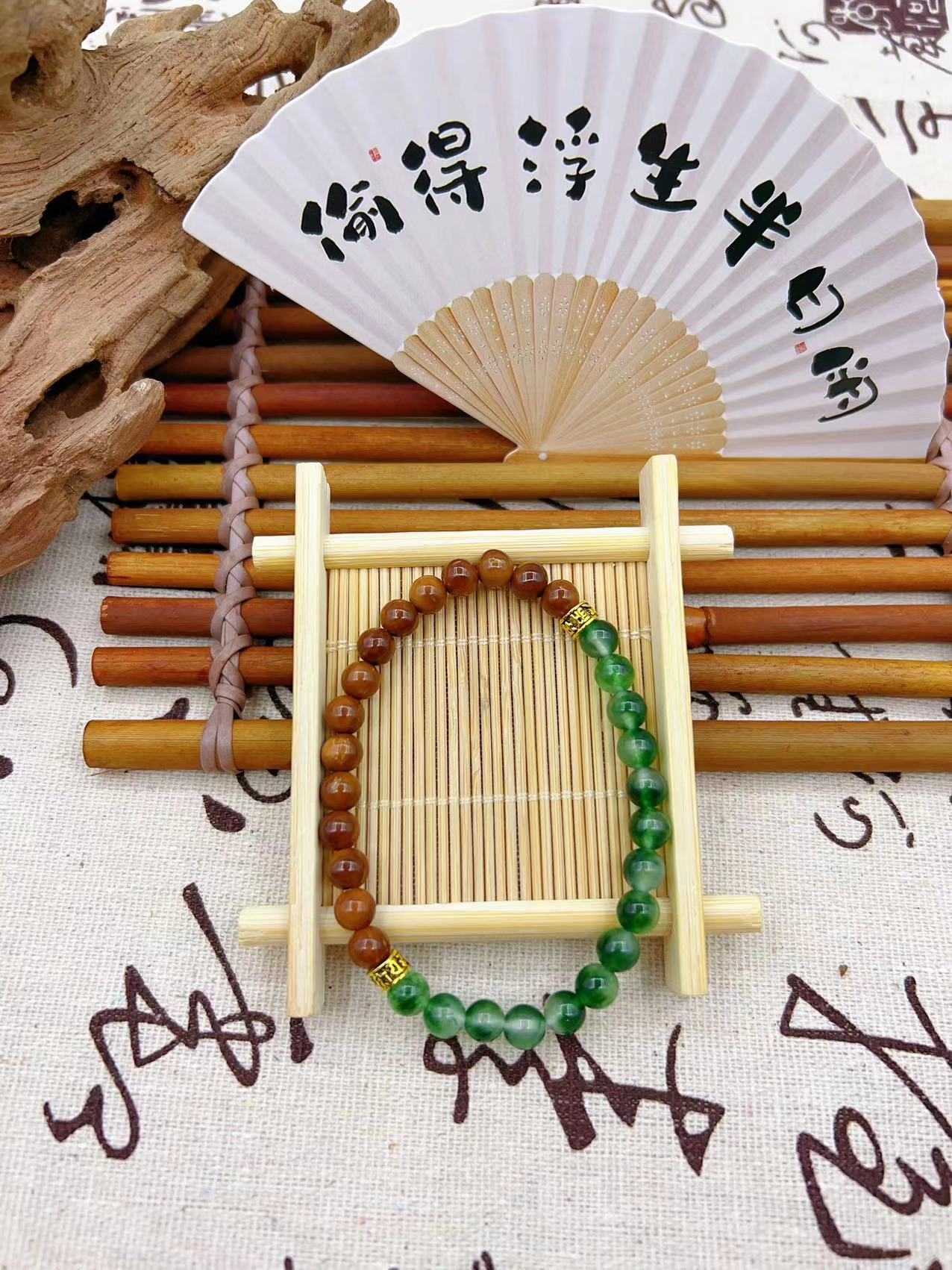 新款原创DIY库克手串高抛库克圆珠飘花玉小髓佛珠文玩男女单圈6mm