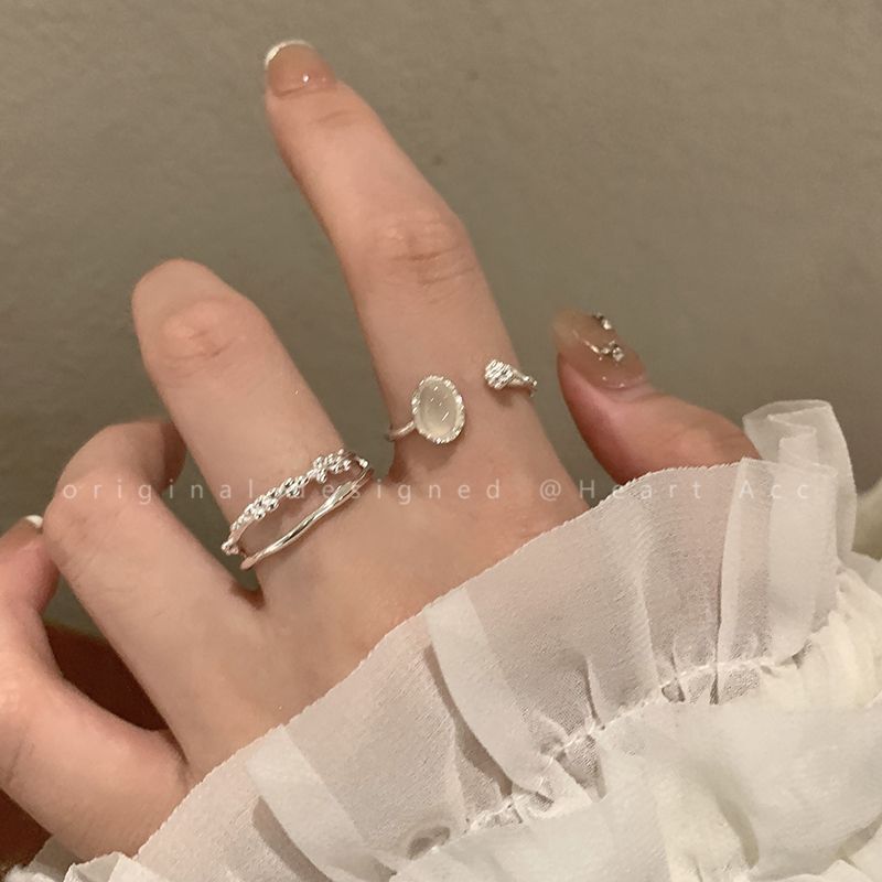 合金戒指 合金素圈戒指女夏季轻奢高级感可调节食指戒个性
