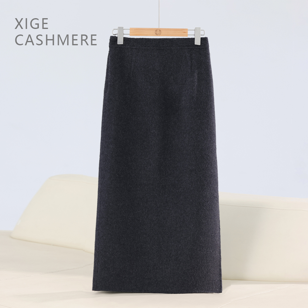 大师【一骑绝尘】喜歌 100骆驼绒秋冬加厚开叉时尚女士半身裙 7705