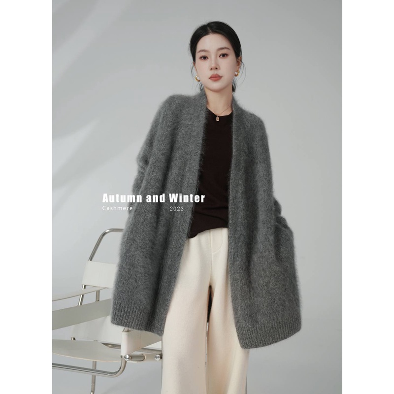 【莫奈印象】喜歌羊绒 100山羊绒材质 女士飘柔羊绒花纱开衫 7281