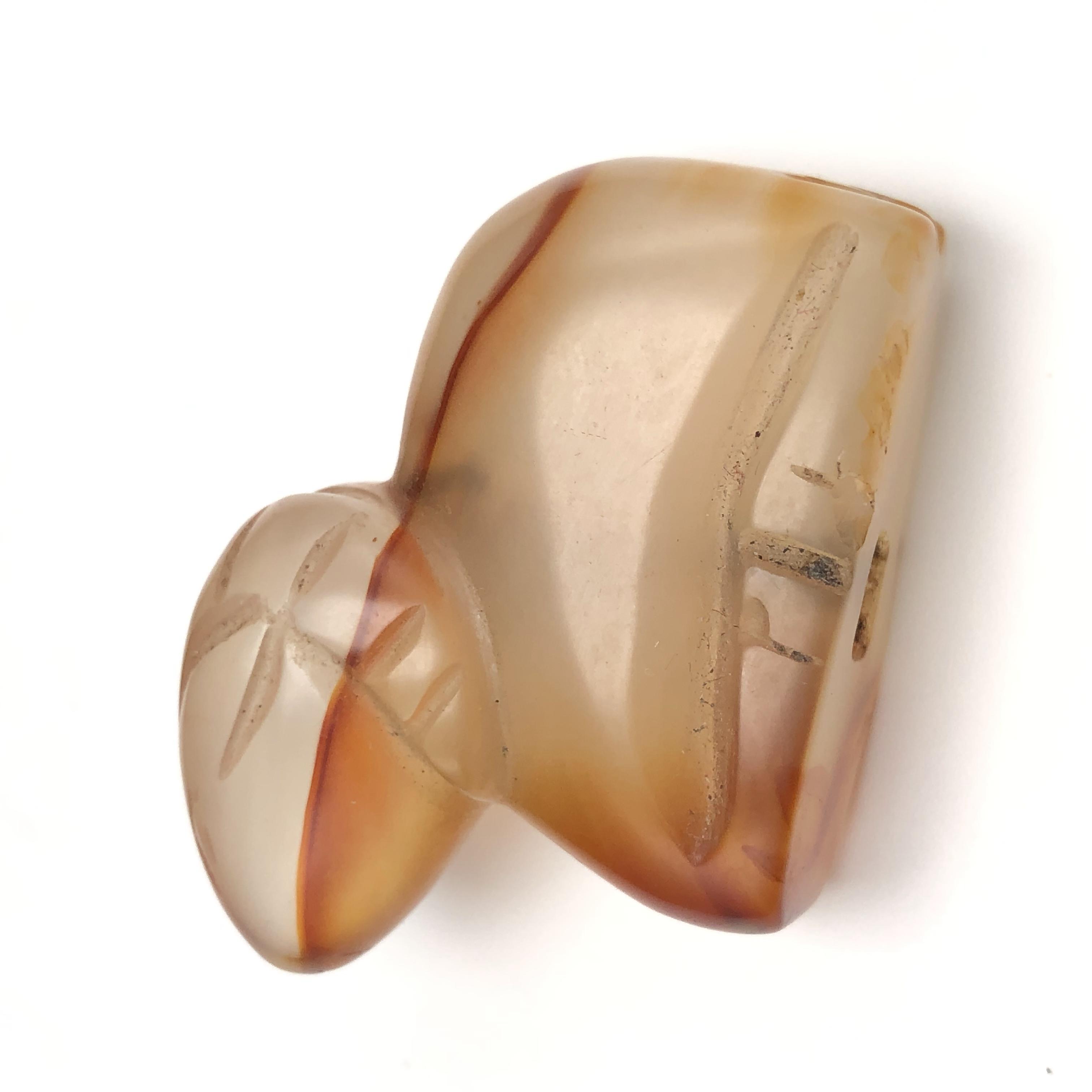 晚清民国老玛瑙通天孔生肖羊吊坠