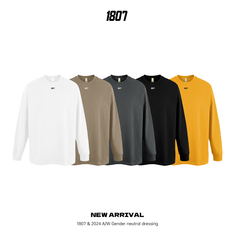 1807基础1ogo丝网印美式长袖2024秋季运动新款休闲基础套头上衣男