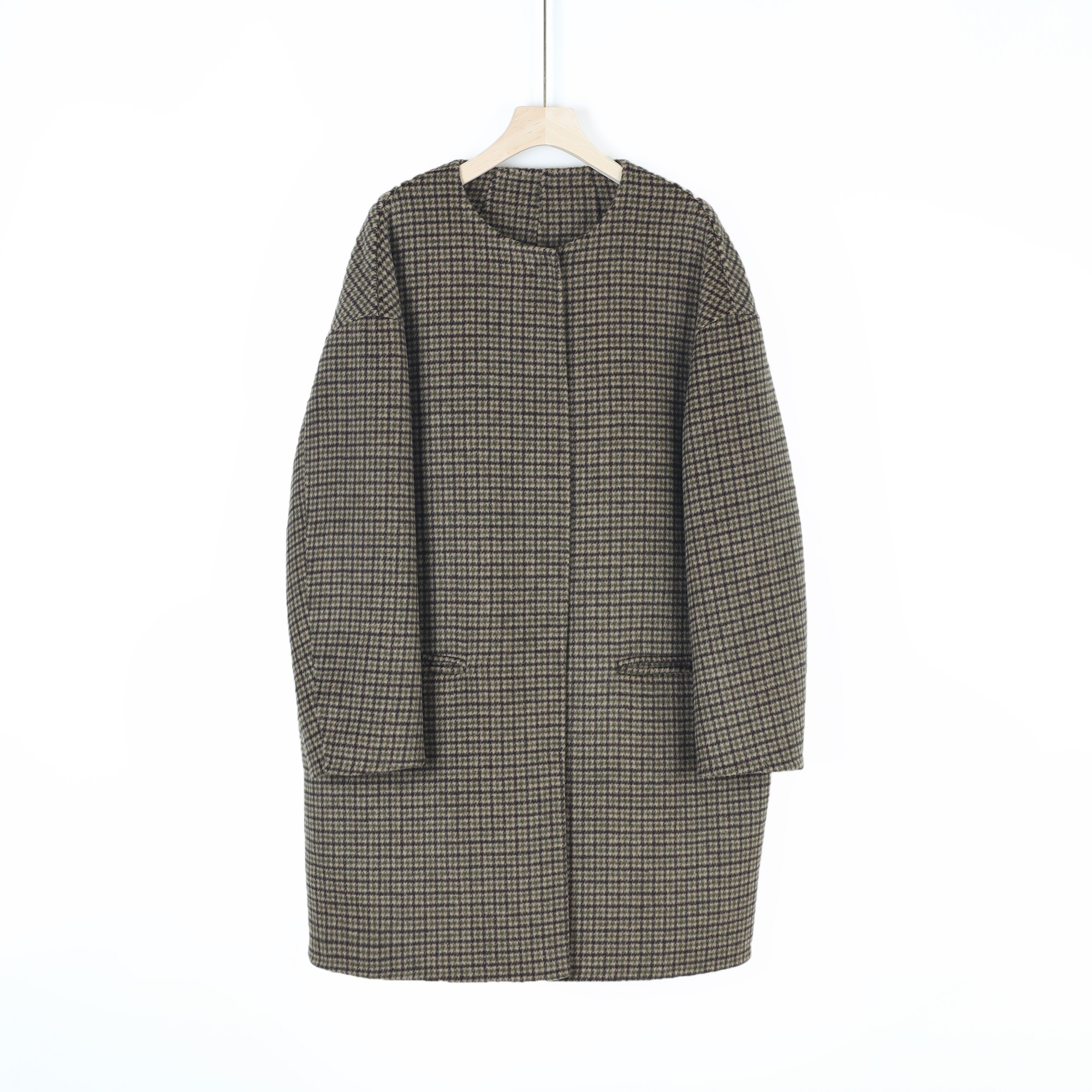 【北总严选】格子圆领大衣22518长款