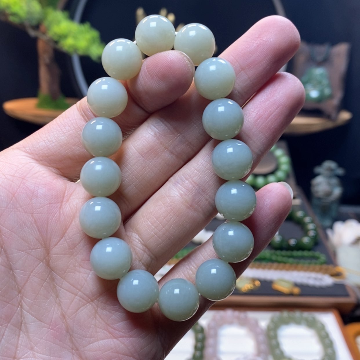 【闪购商品】和田玉手串未镶嵌且末蓝12
