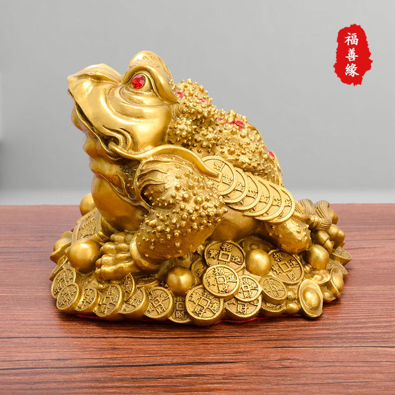纯黄铜材质三足特大号招财含钱商铺招财摆件开业乔迁送礼金蟾蜍