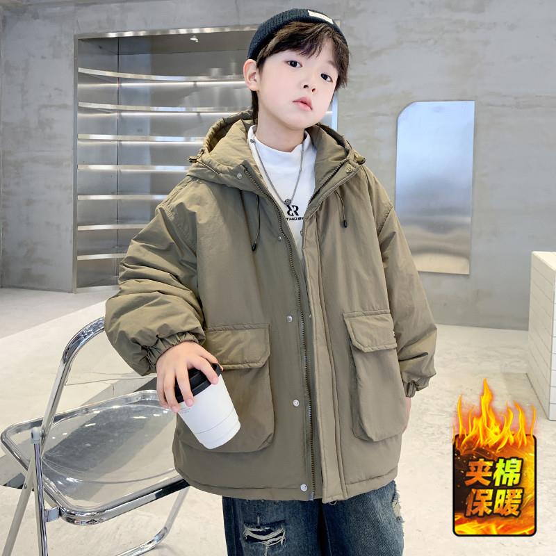 儿童装男童冬装加厚棉服外套2024新款秋冬款大童男孩冬季洋气棉衣
