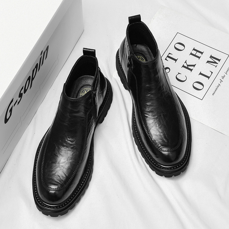 5827马丁靴男英伦风中帮男士休闲潮流厚底百搭黑色新款时尚潮流靴